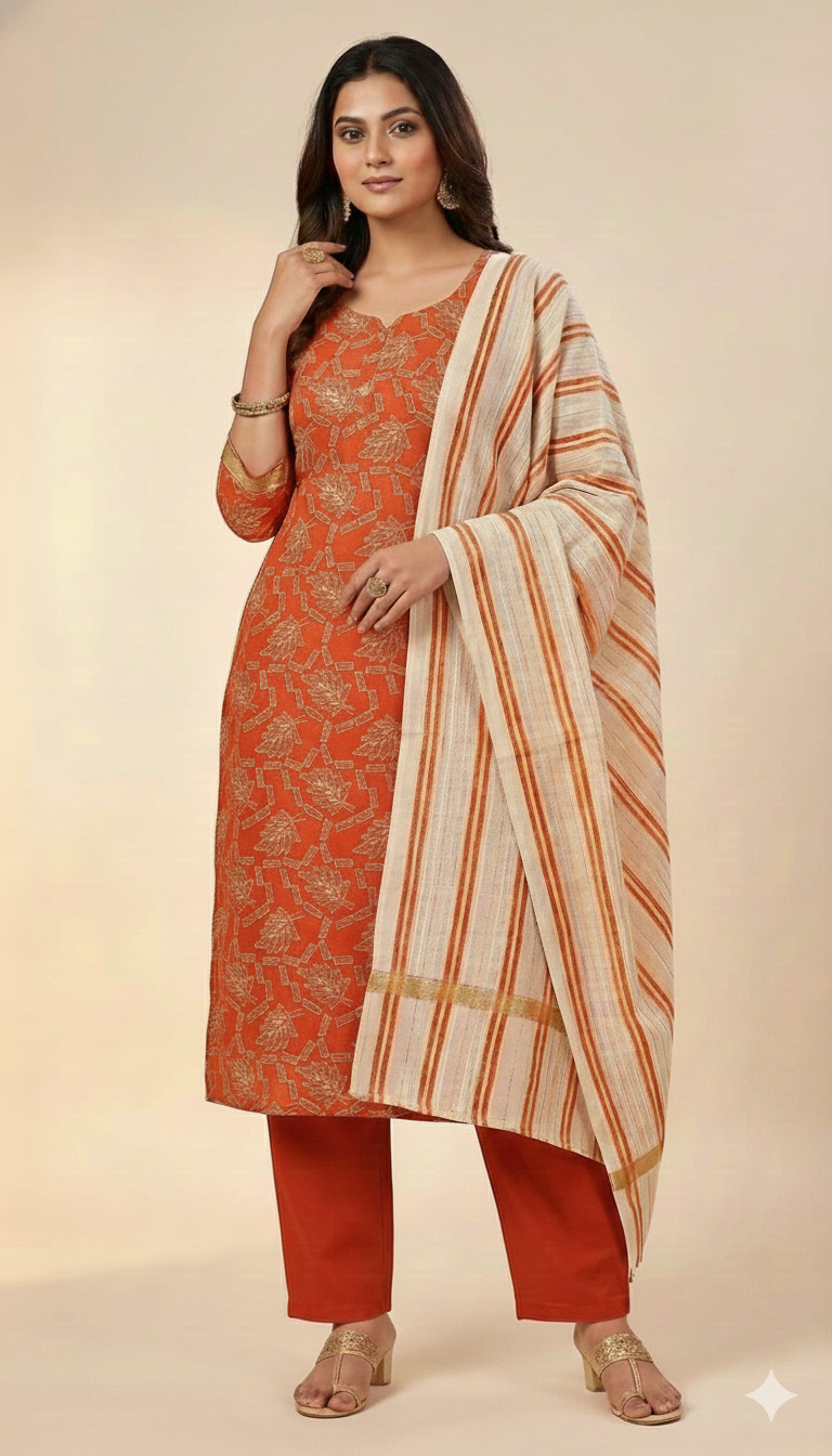 3 Piece – Printed Khaddar Suit