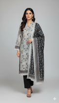 3 Piece – Printed Khaddar Suit