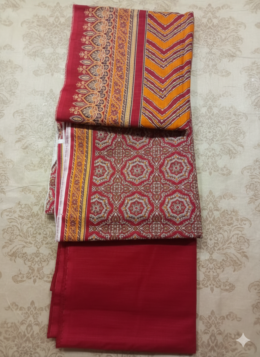 Bin Saeed Geometric Khadar 3-Piece Suit