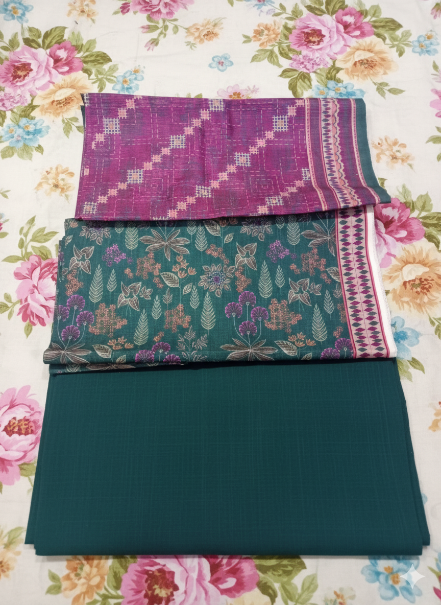 Bin Saeed Winter Collection – Emerald Bloom Khaddar 3-Piece Suit